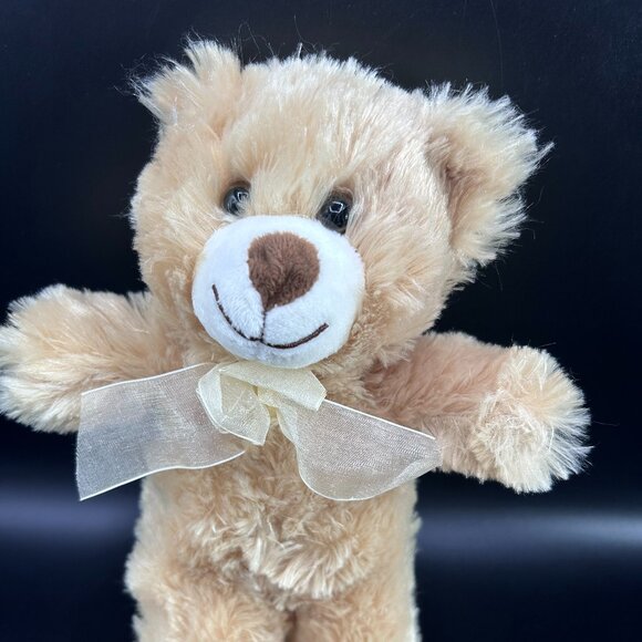 Xenox Smiling Teddy Bear Wearing a Bow Stuffed Animal Plush Toy Beige - Picture 3 of 11
